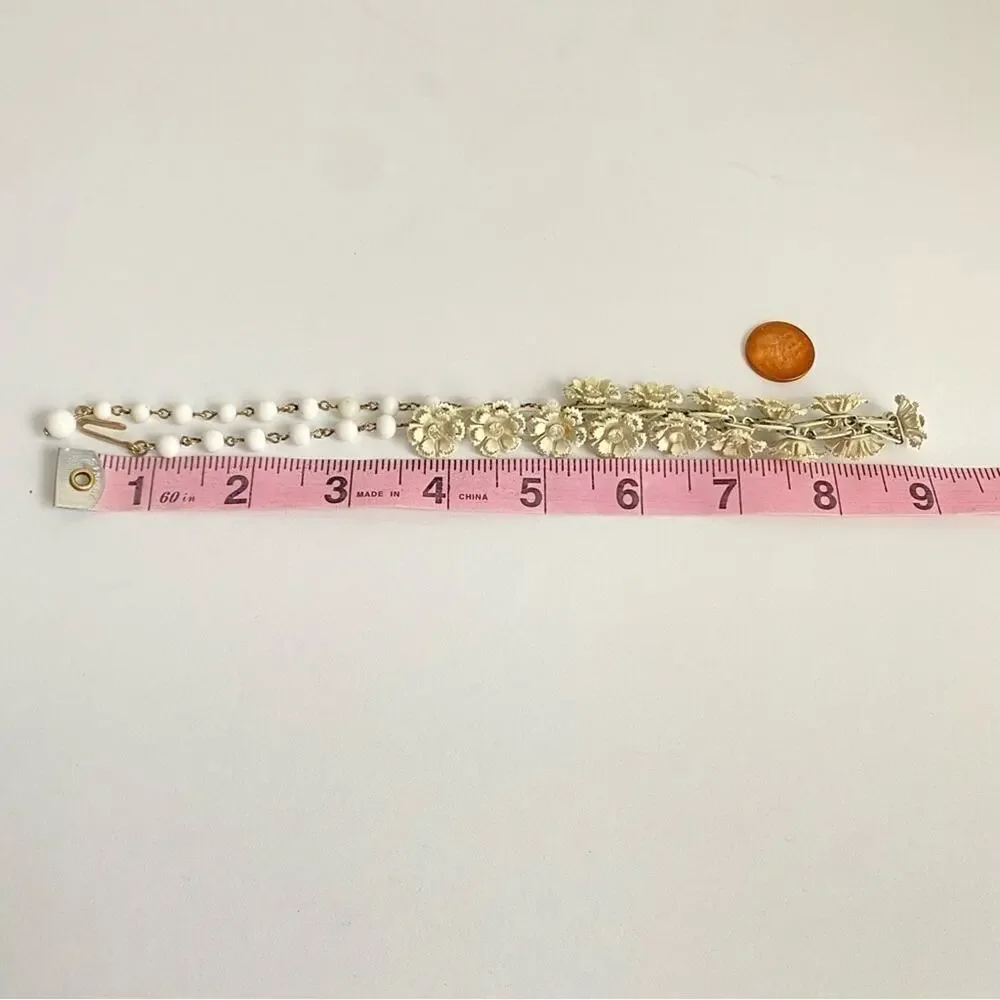 Vintage Floral Necklace Clear Rhinestone Flower Dainty Spring 50s Retro Feminine